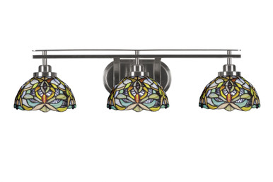 Odyssey 3 Light Art Glass Vanity Light 29.5 Inch Length by Toltec - 2613-BN-9905