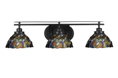 Odyssey 3 Light Art Glass Vanity Light 29.75 Inch Length by Toltec - 2613-BN-9955