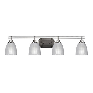 Odyssey 4 Light Ribbed Glass Vanity Light 38.25 Inch Length by Toltec - 2614-BN-500