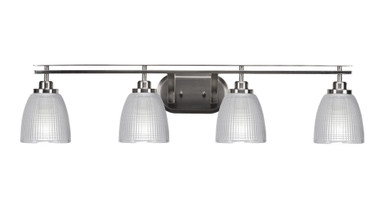 Odyssey 4 Light Ribbed Glass Vanity Light 38.25 Inch Length by Toltec - 2614-BN-500