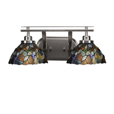 Odyssey 2 Light Art Glass Vanity Light 18.25 Inch Length by Toltec - 2612-BN-9955
