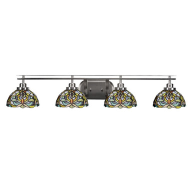 Odyssey 4 Light Art Glass Vanity Light 40.5 Inch Length by Toltec - 2614-BN-9905