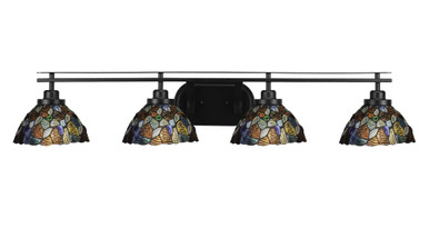 Odyssey 4 Light Art Glass Vanity Light 41 Inch Length by Toltec - 2614-BN-9955