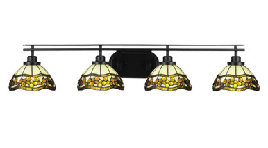 Odyssey 4 Light Art Glass Vanity Light 40.25 Inch Length by Toltec - 2614-MB-9445
