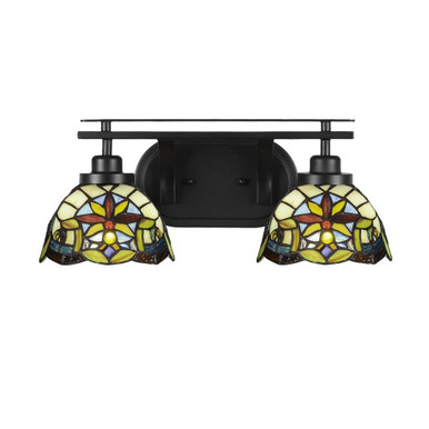 Odyssey 2 Light Art Glass Vanity Light 17.75 Inch Length by Toltec - 2612-MB-9355