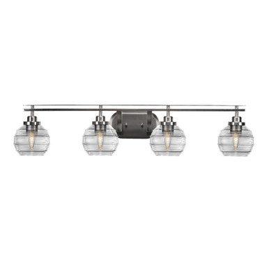 Odyssey 4 Light Ribbed Glass Vanity Light 39.25 Inch Length by Toltec - 2614-BN-5110