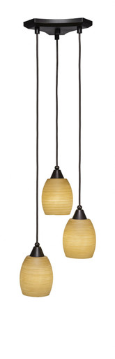 Europa 3 Light Small Pendant 10.75 Inch Wide by Toltec - 28-1075-8-