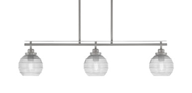 Odyssey 3 Light Steel Small Island Pendant 38 Inch Length by Toltec - 2636-MB-5110