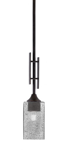 Uptowne 1 Light Cylinder Glass Steel Mini Stem Hung Pendant by Toltec - 320-DG-541