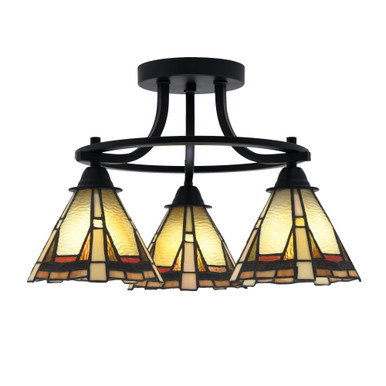 Paramount 3 Light 17.5 Inch Wide Steel Semi Flush Mount by Toltec - 3417-MB-9325