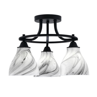 Paramount 3 Light 15.25 Inch Wide Semi Flush Mount by Toltec - 3417-MB-4760