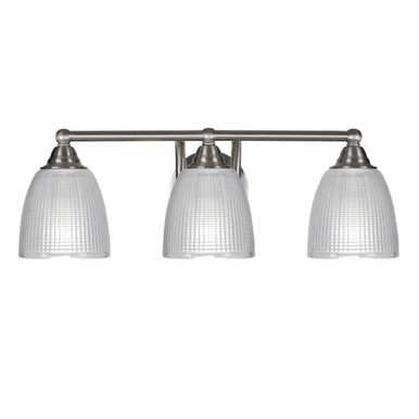 Paramount 3 Light Ribbed Glass Vanity Light 21.5 Inch Length by Toltec - 3423-BN-500