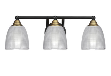 Paramount 3 Light Ribbed Glass Vanity Light 21.5 Inch Length by Toltec - 3423-BN-500