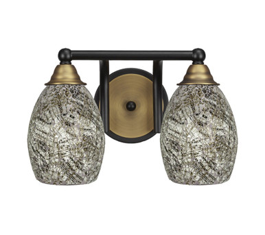 Paramount 2 Light Fusion Glass Vanity Light 13.25 Inch Length by Toltec - 3422-BN-4165