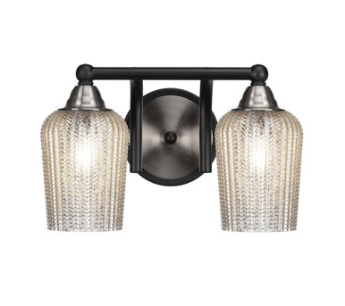 Paramount 2 Light Textured Glass Vanity Light 13.5 Inch Length by Toltec - 3422-BN-4250