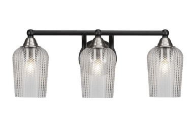 Paramount 3 Light Textured Glass Vanity Light 21.5 Inch Length by Toltec - 3423-BN-4250