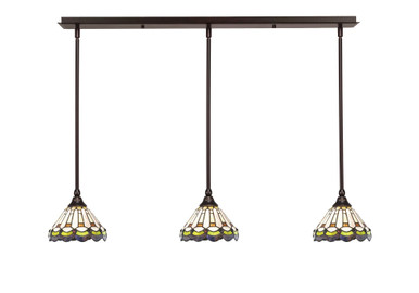 3 Light Stem Hung Linear Pendalier 6.5 x 39 Inch by Toltec 36-BRZ-9395 - 36-BRZ-9395
