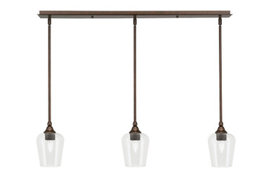 3 Light Stem Hung Linear Pendalier 8.25 x 37 Inch by Toltec 36-BN-210 - 36-BN-210