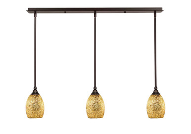 Any 3 Light Fusion Glass Mini Linear Pendant 27.25 Inch Length by Toltec - 36-5-85-2725