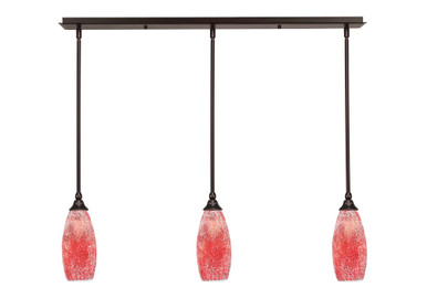 Any 3 Light Fusion Glass Linear Pendant 37.25 Inch Length by Toltec - 36-55-1325-3725