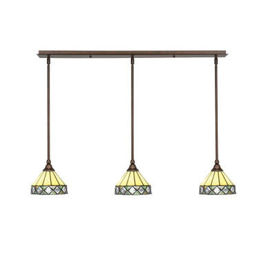 3 Light Stem Hung Linear Pendalier 6.5 x 38.25 Inch by Toltec 36-BRZ-9405