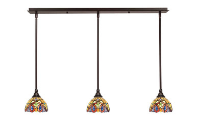 3 Light Stem Hung Linear Pendalier 6.75 x 38.75 Inch by Toltec 36-BRZ-9435 - 36-BRZ-9435