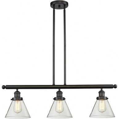 Large Cone 3 Light Oversized Linear Chandelier by Innovations - 213-OB-G42