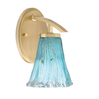 Kurve 1 Light Fluted Glass Wall Sconce 9.5 Inch Tall by Toltec - 3720-NAB-72