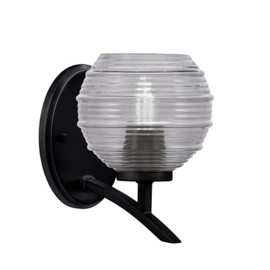 Kurve 1 Light Ribbed Glass Wall Sconce 8 Inch Tall by Toltec - 3721-51