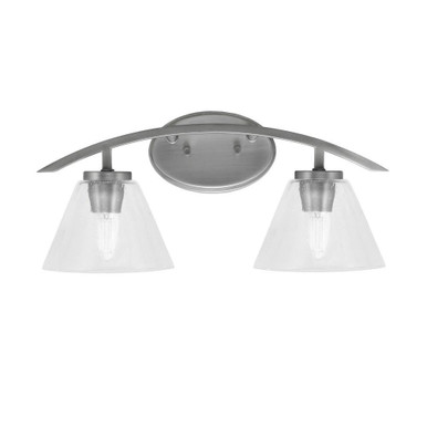 Kurve 2 Light Down Bell Glass Vanity Light 18.25 Inch Length by Toltec - 3722-GP-302
