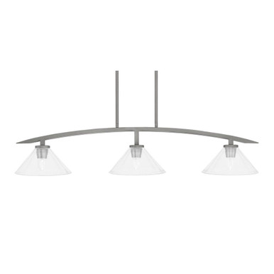 Kurve 3 Light Glass Island Pendant 41.25 Inch Length by Toltec - 3736-GP-304