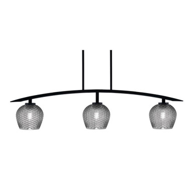 Kurve 3 Light Textured Glass Island Pendant 9.5 Inch Tall by Toltec - 3736-MB-460