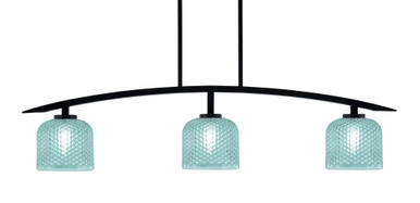 Kurve 3 Light Steel Island Pendant 9.5 Inch Tall by Toltec - 3736-MB-461