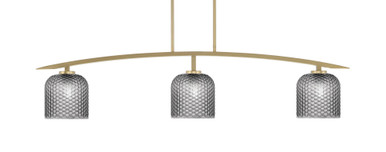 Kurve 3 Light Down Glass Island Pendant 12.25 Inch Tall by Toltec - 3733-NAB-491