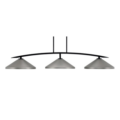 Kurve 3 Light Steel Island Pendant 54.25 Inch Length by Toltec - 3733-424