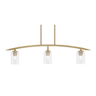 Kurve 3 Light Steel Bar Island Pendant 41 Inch Length by Toltec - 3736-NAB-300