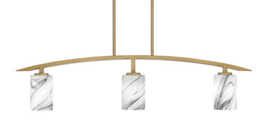 Kurve 3 Light Glass Bar Island Pendant 41 Inch Length by Toltec - 3736-NAB-3001