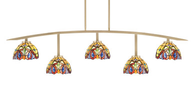 Kurve 5 Light Art Glass Bar Island Pendant 12.75 Inch Tall by Toltec - 3745-NAB-9445