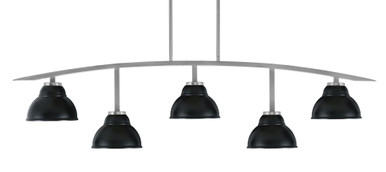 Kurve 5 Light Steel Bar Island Pendant 13 Inch Tall by Toltec - 3745-NAB-427-MB