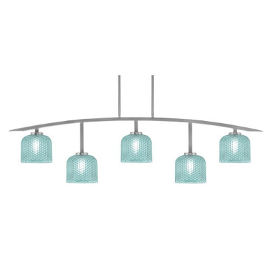 Kurve 5 Light Down Glass Bar Island Pendant 13.5 Inch Tall by Toltec - 3745-NAB-4612
