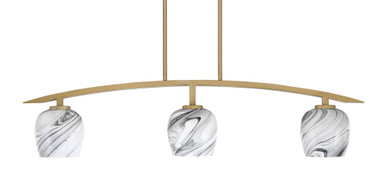 Kurve 3 Light Bar Island Pendant 10 Inch Tall by Toltec - 3736-NAB-4810