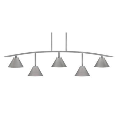 Kurve 5 Light Steel Bar Island Pendant 12.25 Inch Tall by Toltec - 3745-NAB-421-MB