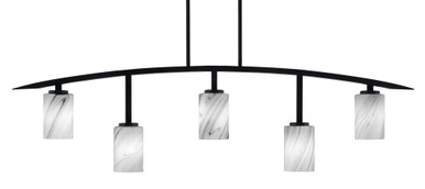 Kurve 5 Light Down Glass Bar Island Pendant 51.25 Inch Length by Toltec - 3745-MB-300