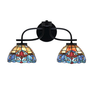 Cavella 2 Light Art Glass Vanity Light 9.75 Inch Tall by Toltec - 3912-MB-9925