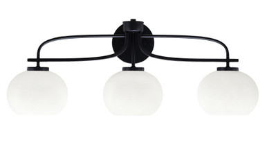 Cavella 3 Light Globe Glass Vanity Light 28.5 Inch Length by Toltec - 3913-MB-202
