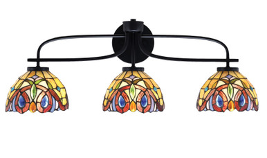 Cavella 3 Light Art Glass Vanity Light 10 Inch Tall by Toltec - 3913-MB-9445