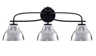 Cavella 3 Light Down Metal Shade Vanity Light 28.5 Inch Length by Toltec - 3913-MB-427-CH