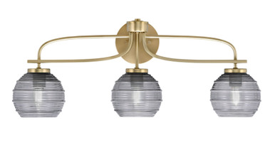 Cavella 3 Light Ribbed Glass Vanity Light 27.25 Inch Length by Toltec - 3913-5112