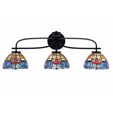 Cavella 3 Light Art Glass Vanity Light 28.25 Inch Length by Toltec - 3913-MB-9355