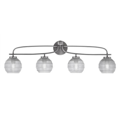Cavella 4 Light Ribbed Glass Vanity Light 37.5 Inch Length by Toltec - 3914-NAB-5110